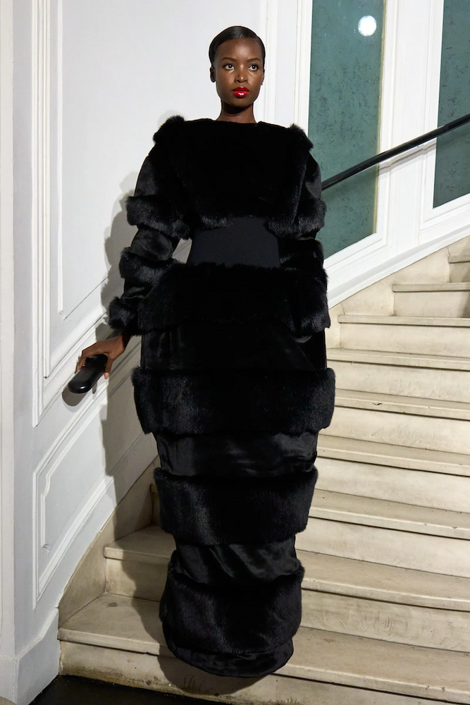 christian siriano Layered Faux Fur Gown