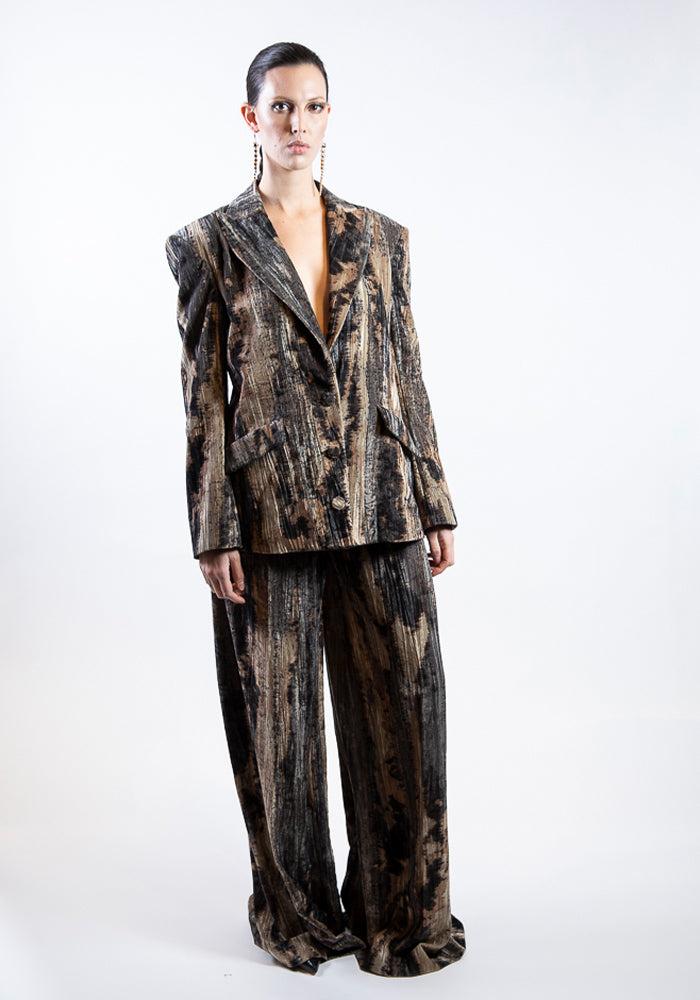 christian siriano Marbled Velvet Boxy Blazer