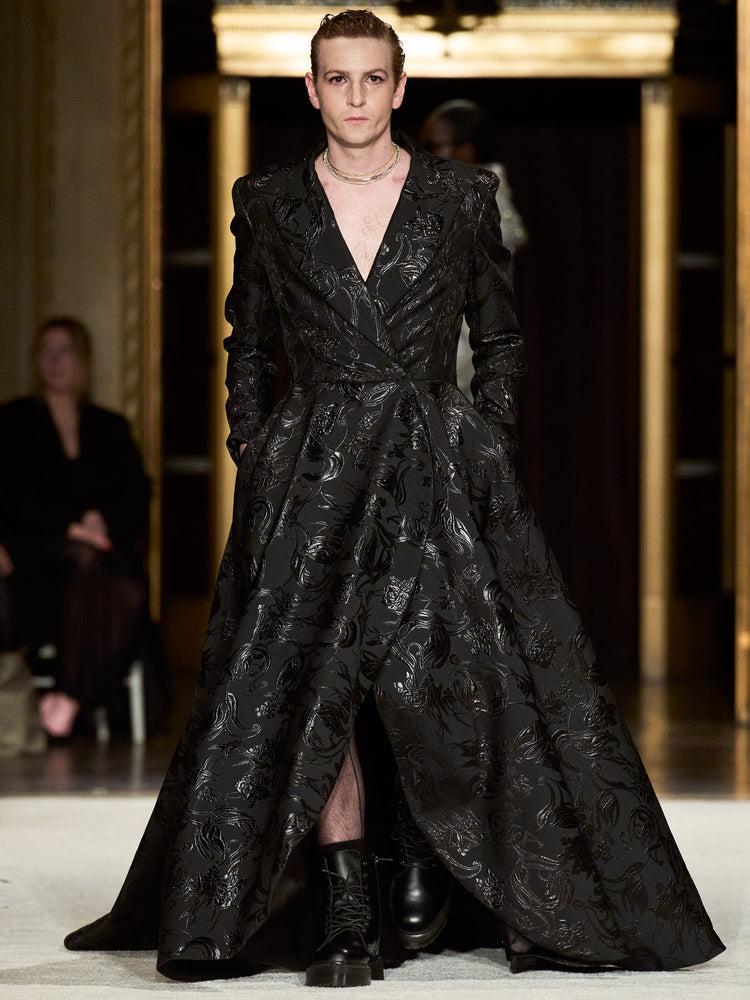 christian siriano Metallic Brocade Tuxedo Gown