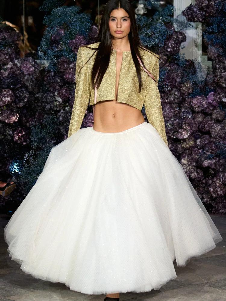 christian siriano Metallic Cropped Blazer