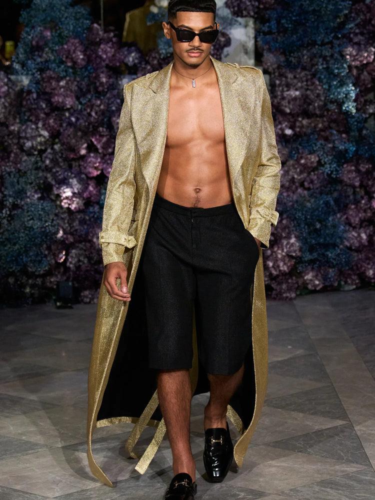 christian siriano Metallic Long Line Jacket