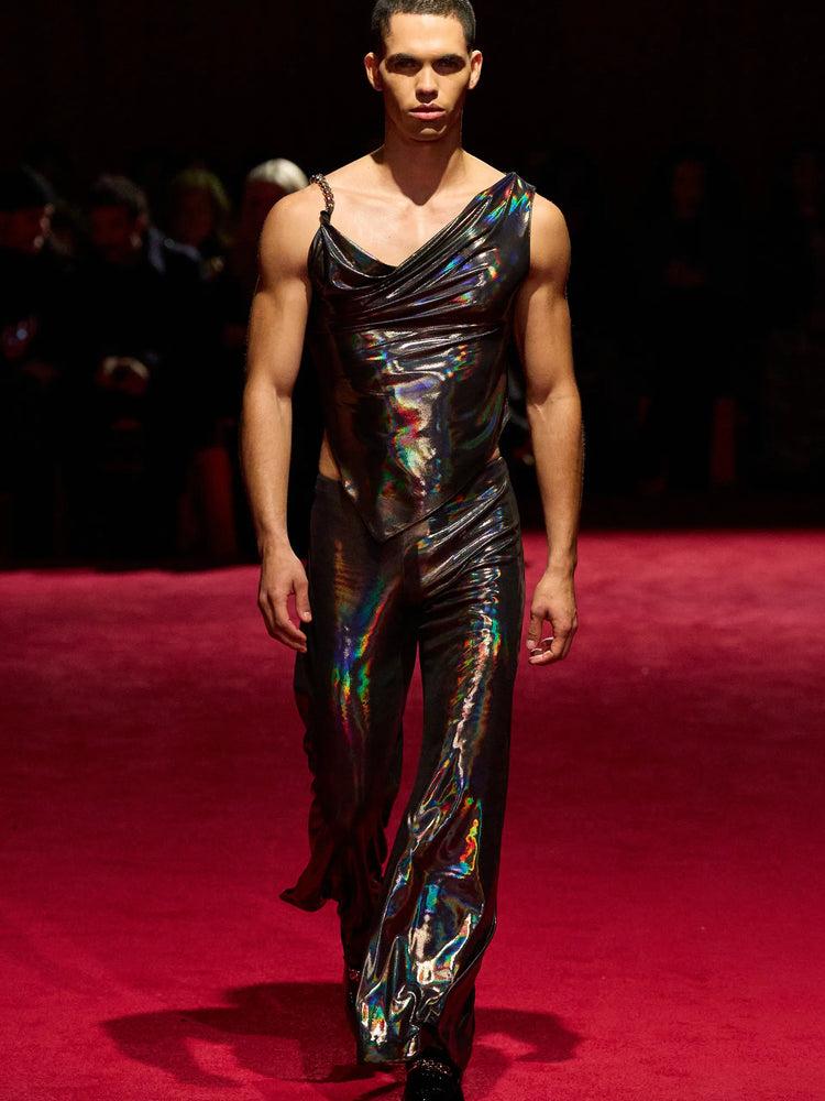 christian siriano Oil Slick Sleeveless Draped Top