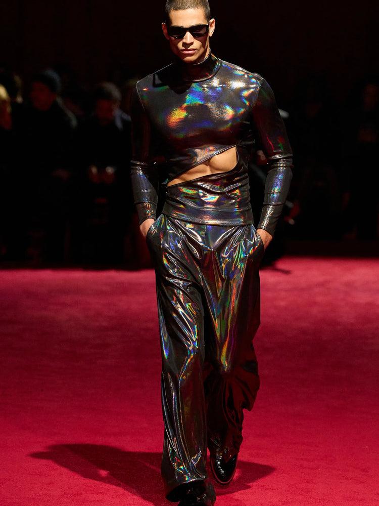 christian siriano Oil Slick Wide Leg Trousers