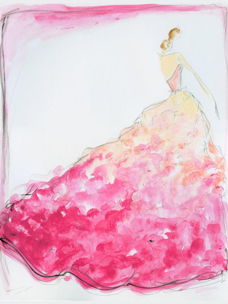 christian siriano "Ombre Bouquet" - Sketch Print