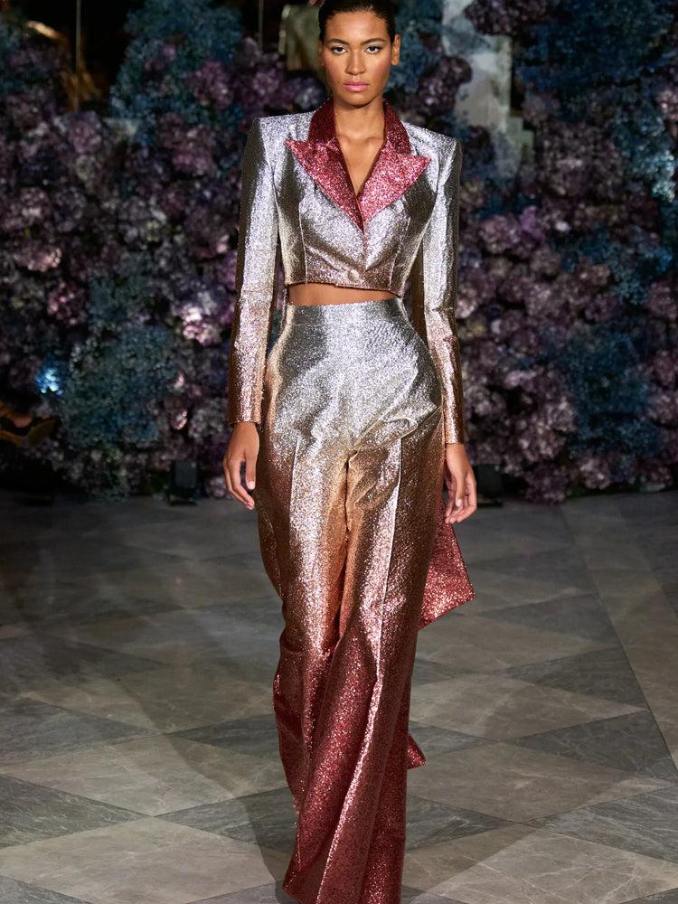 christian siriano Ombre Metallic Flare Trouser