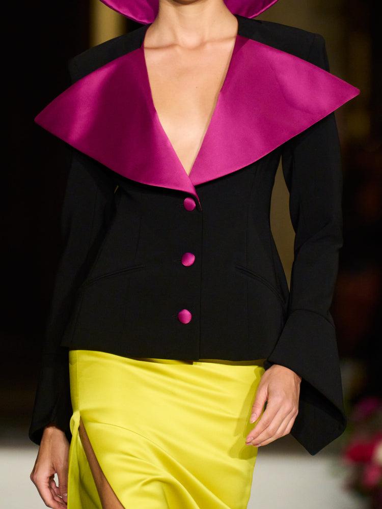 christian siriano Oversized Satin Lapel Blazer