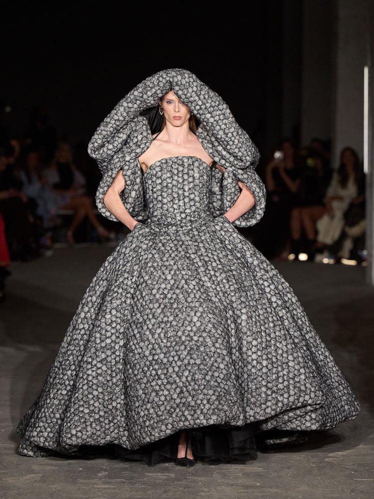 christian siriano Quilted Lace Strapless Ball Gown