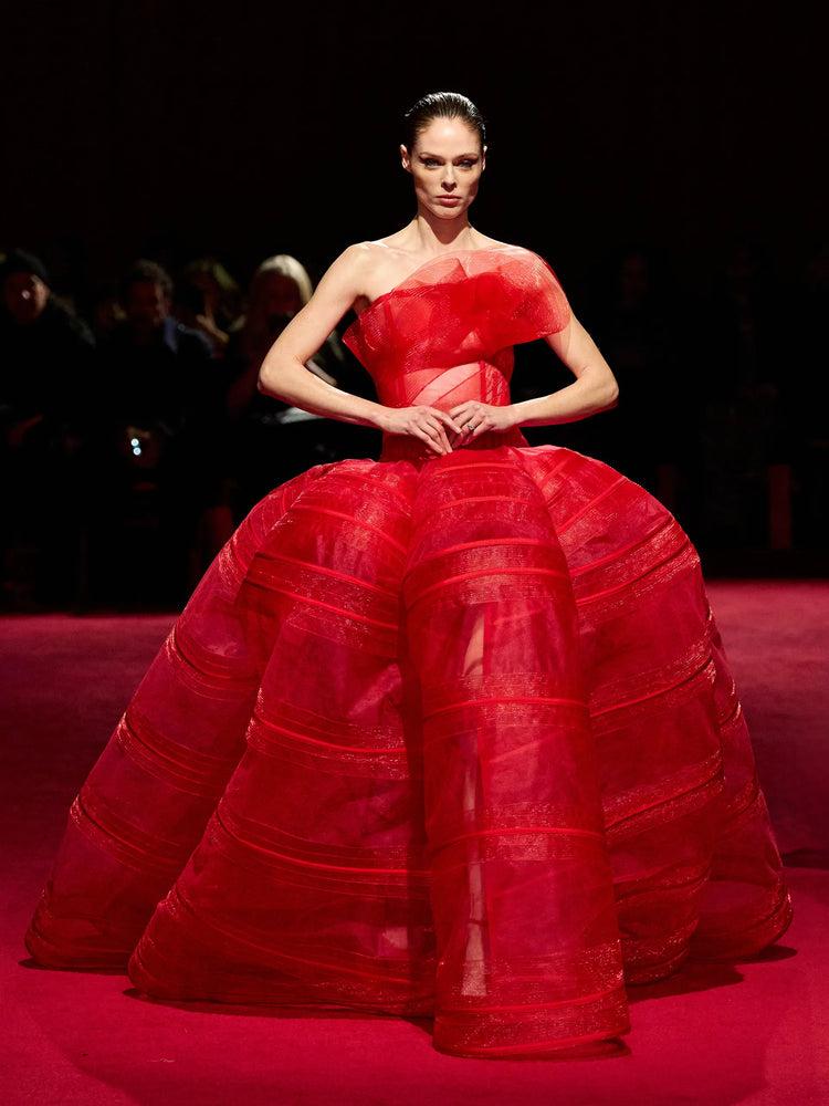 christian siriano Red Horsehair Gown
