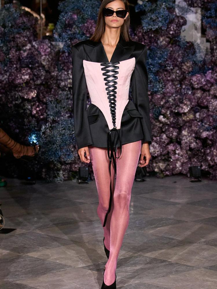 christian siriano Satin Lace Up Corset