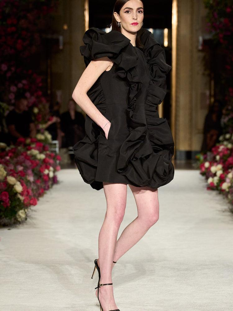 christian siriano Sculpted Silk Faille Mini Dress