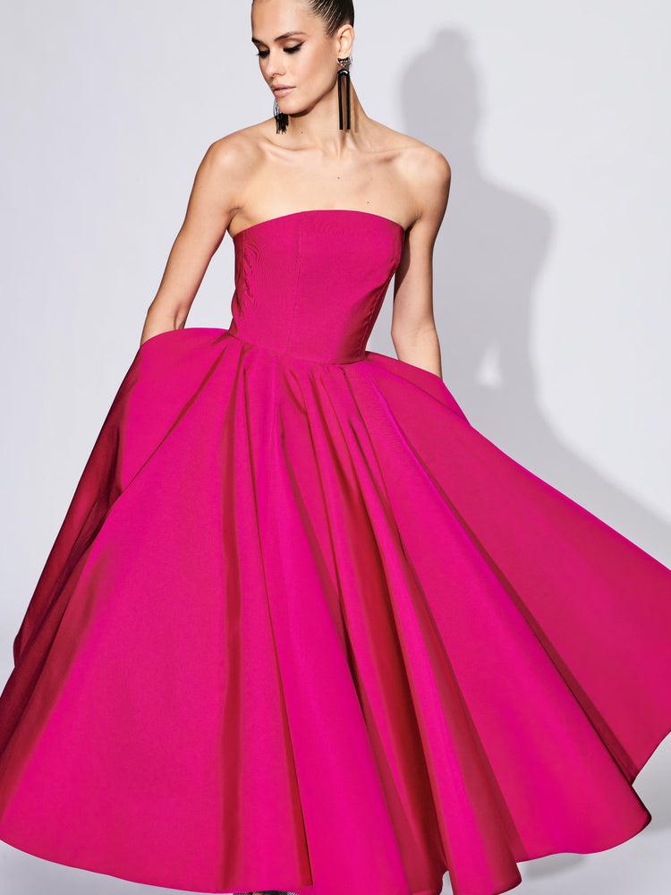 christian siriano Strapless Tea Length Dress