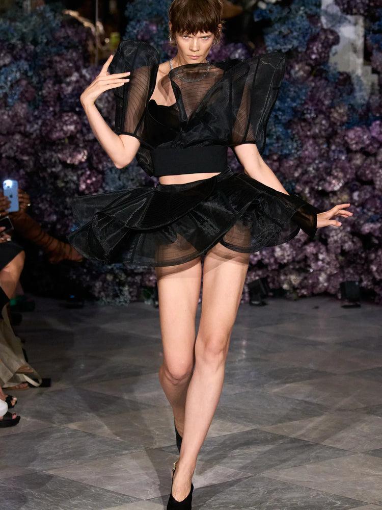 christian siriano Structured Ruffle Top