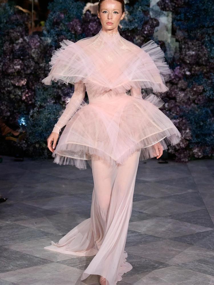 christian siriano Structured Tulle and Mesh Gown