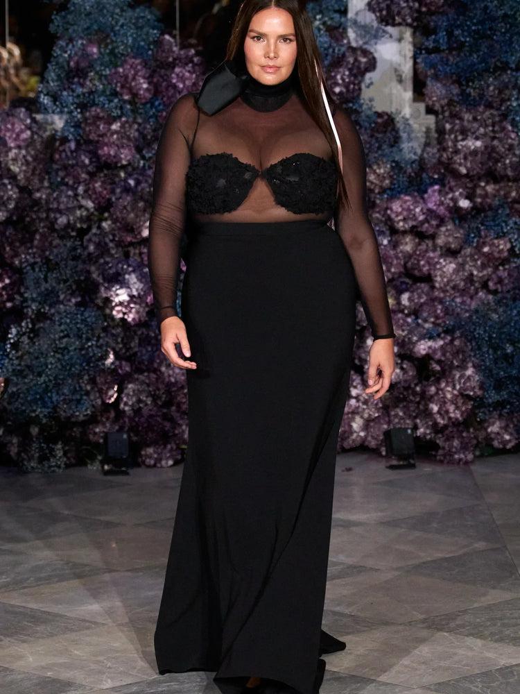 christian siriano Textured Crepe Column Skirt