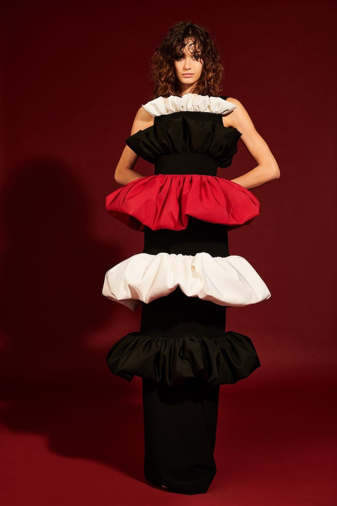 christian siriano Tiered Multi Colored Bubble Gown