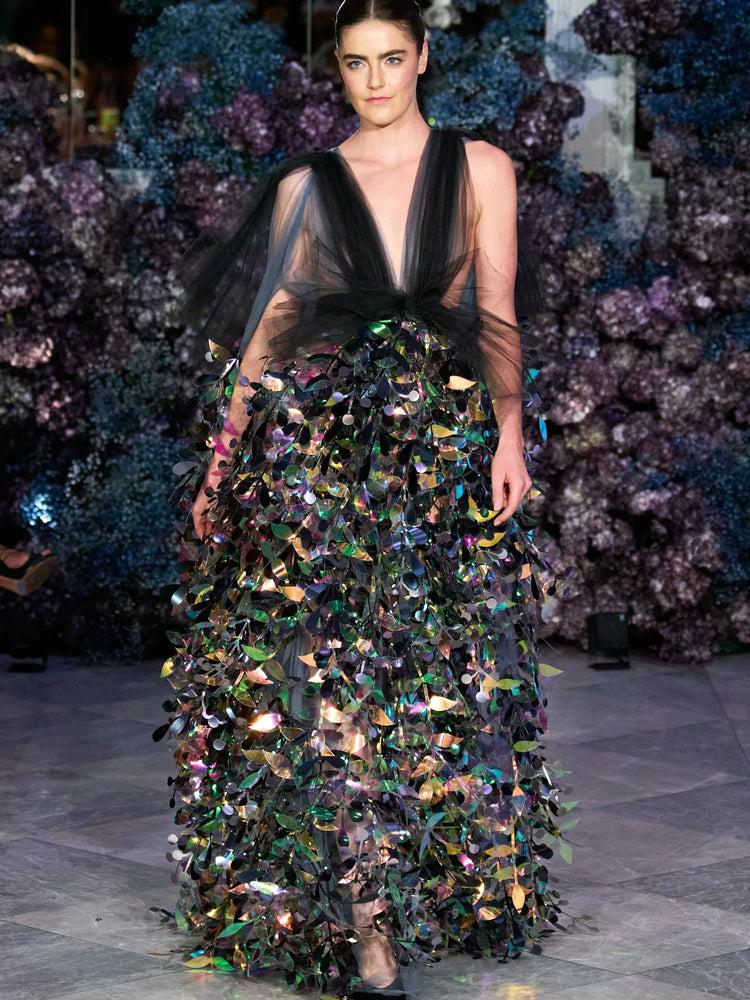 christian siriano Tulle and Iridescent Ribbon Gown