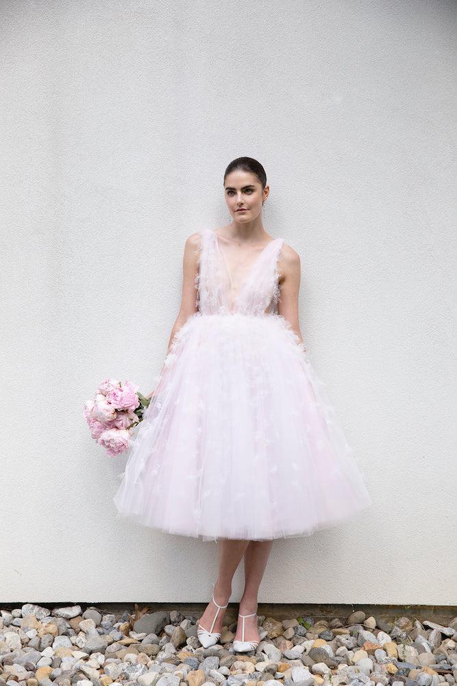 christian siriano Tulle Pink Layered Applique Gown