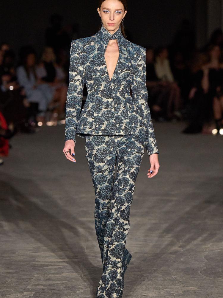 christian siriano Victorian Blue Floral Blazer