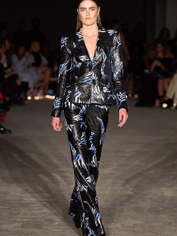 christian siriano Zebra Print Vegan Leather Blazer