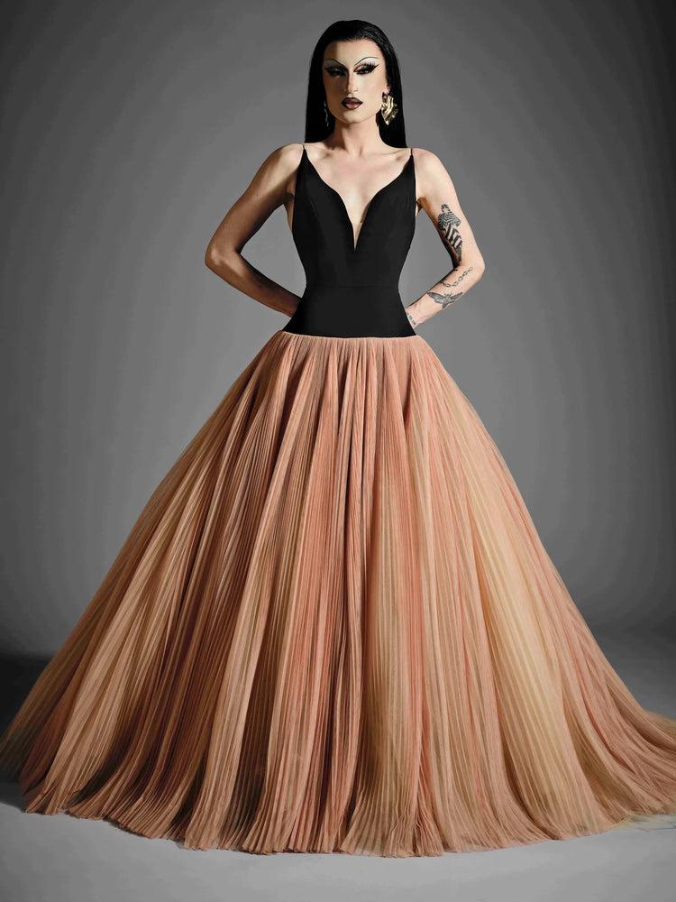 christian siriano Drop Waist Pleated Tulle Ball Gown