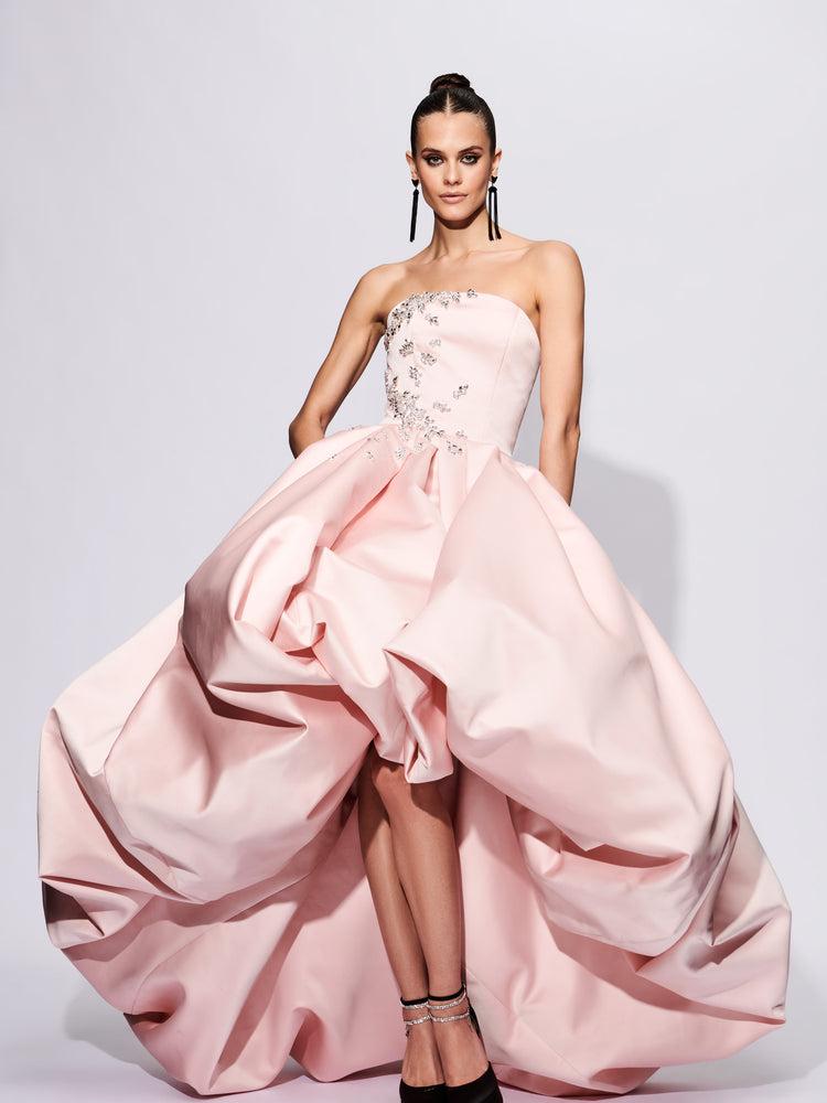 christian siriano Embellished Strapless Hi Lo Bubble Gown