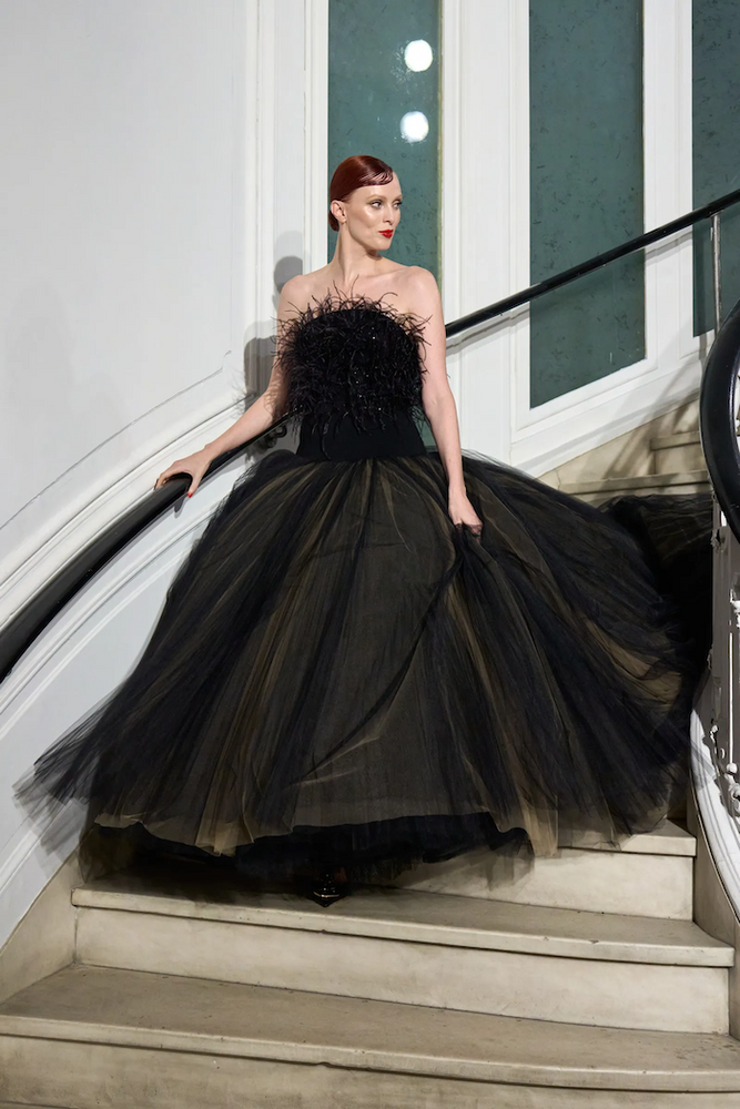 christian siriano Feather Drop Waist Tulle Ball Gown