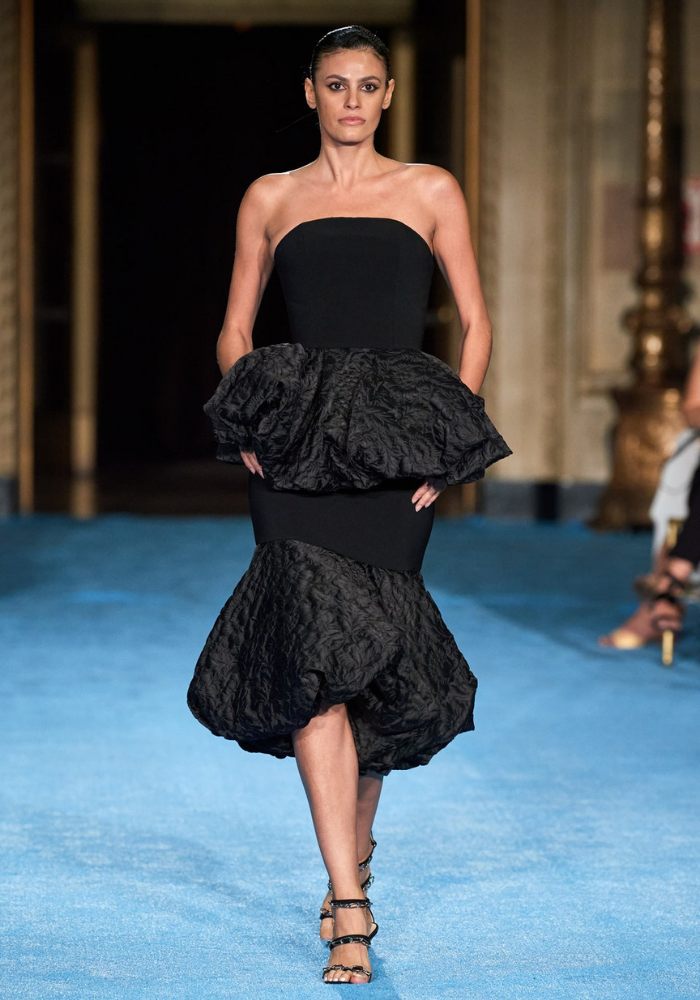 christian siriano Floral Brocade Strapless Peplum Dress