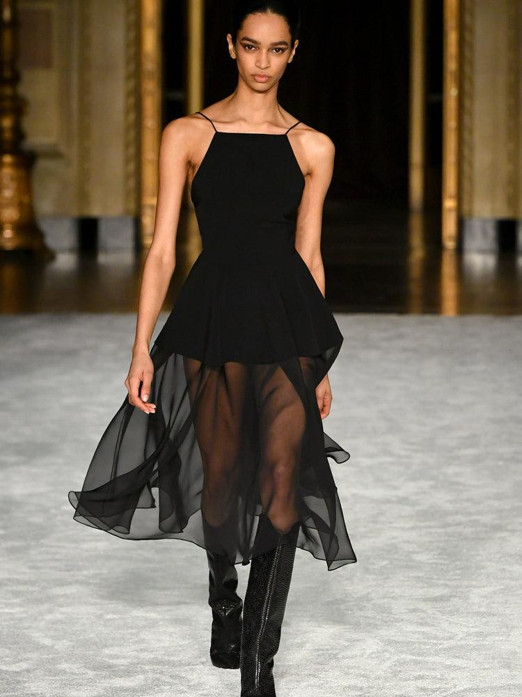 christian siriano Halter Neck Combo Tea Length Dress