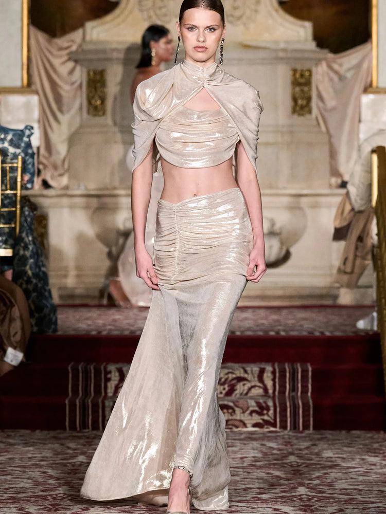 christian siriano Iridescent Champagne Full Length Skirt