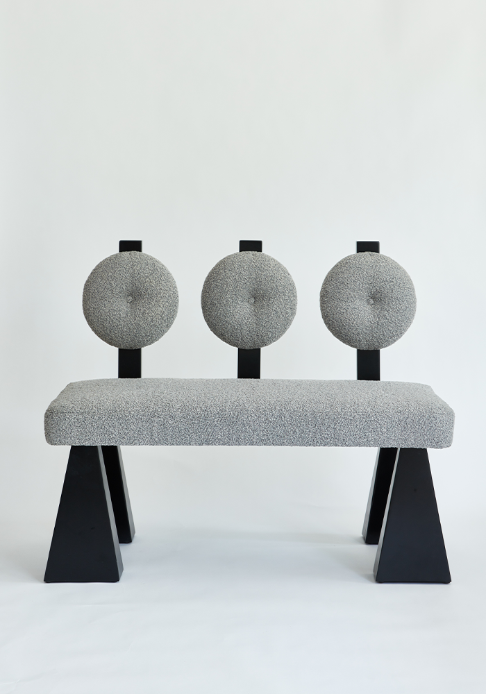 christian siriano Lola Settee - Boucle & Black Lacquered Wood