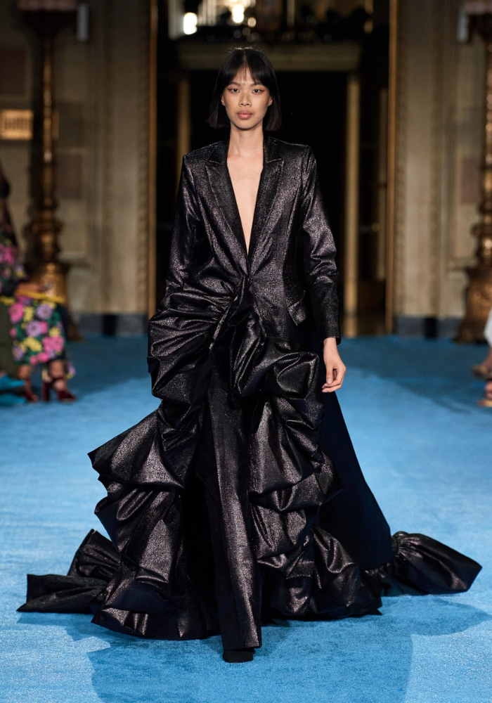 christian siriano Midnight Metallic Foil Bubble Blazer Gown