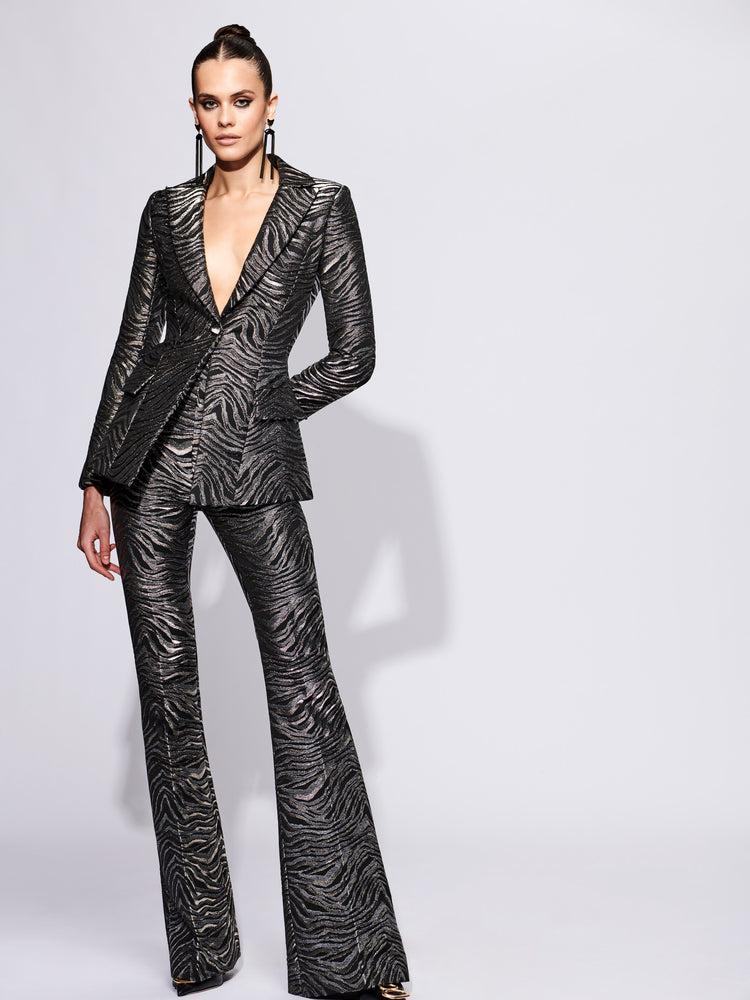 christian siriano Midnight Metallic Zebra Print Blazer