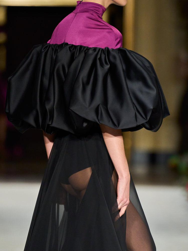 christian siriano Mock Neck Off the Shoulder Bubble Gown