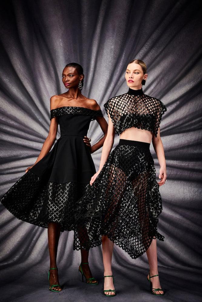 christian siriano Off the Shoulder Dress with Sequin Mesh Detail