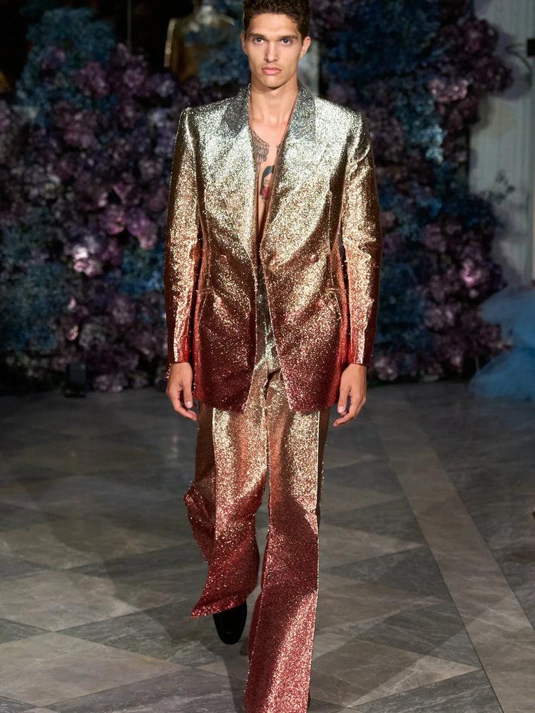 christian siriano Ombre Metallic Double Breasted Blazer