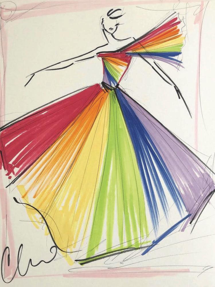 christian siriano "Rainbow Pride Ball Gown" - Sketch Print