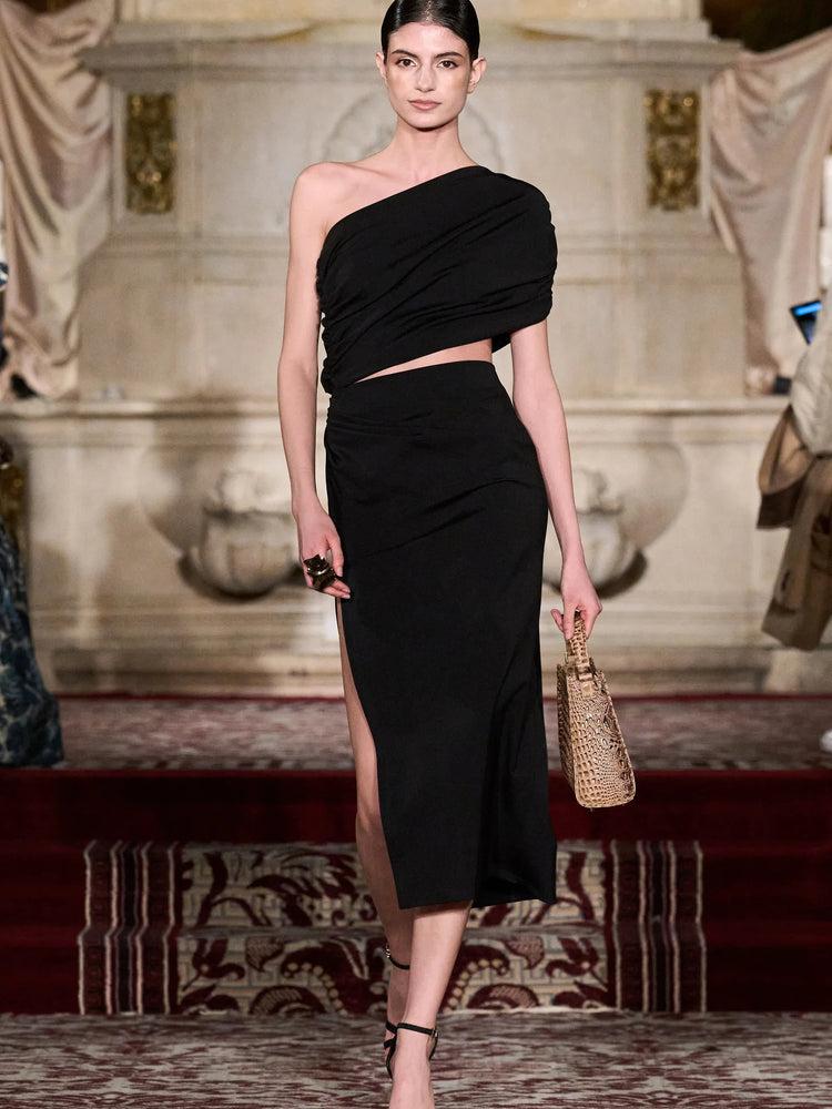 christian siriano Single Shoulder Draped Cut Out Dress
