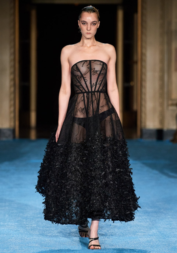 christian siriano Siriano Signature Corset Dress with Ribbon Tulle