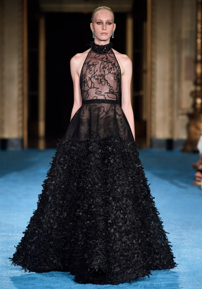 christian siriano Siriano Signature Halter Gown with Ribbon Tulle