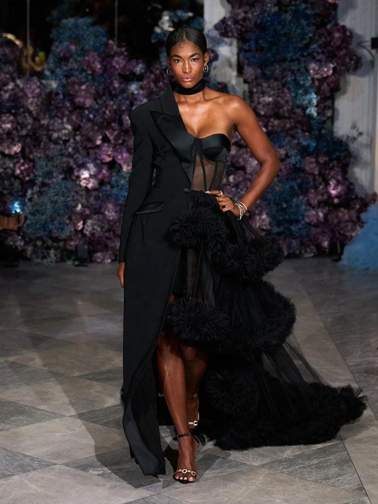 christian siriano Split Tuxedo and Tulle Layer Gown