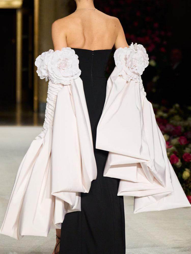 christian siriano Strapless Cascading Rose Sleeve Gown