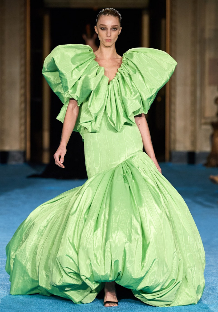 christian siriano Structured Bubble Gown in Pear Moire
