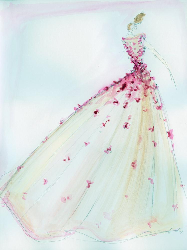 christian siriano "Tulle Petal Appliqué Gown" - Sketch Print