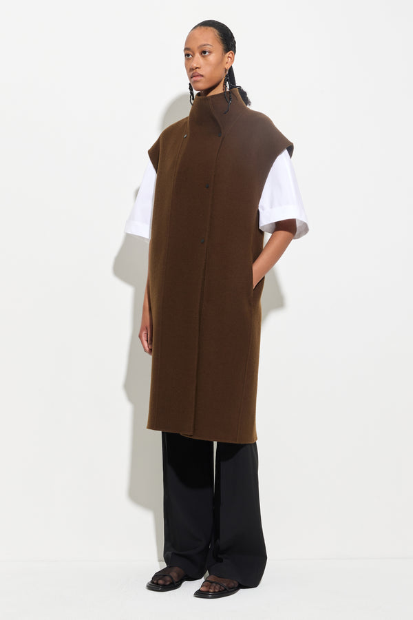 Christian Wijnants Cellina Sleeveless Coat Chestnut