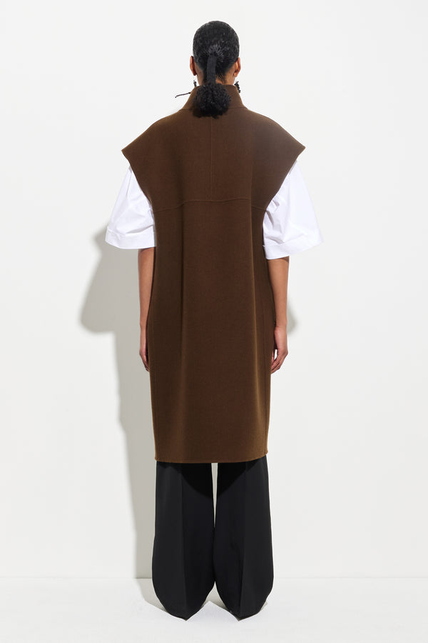Christian Wijnants Cellina Sleeveless Coat Chestnut
