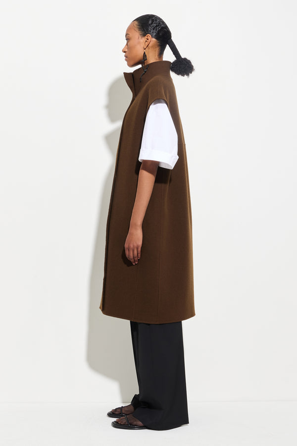 Christian Wijnants Cellina Sleeveless Coat Chestnut