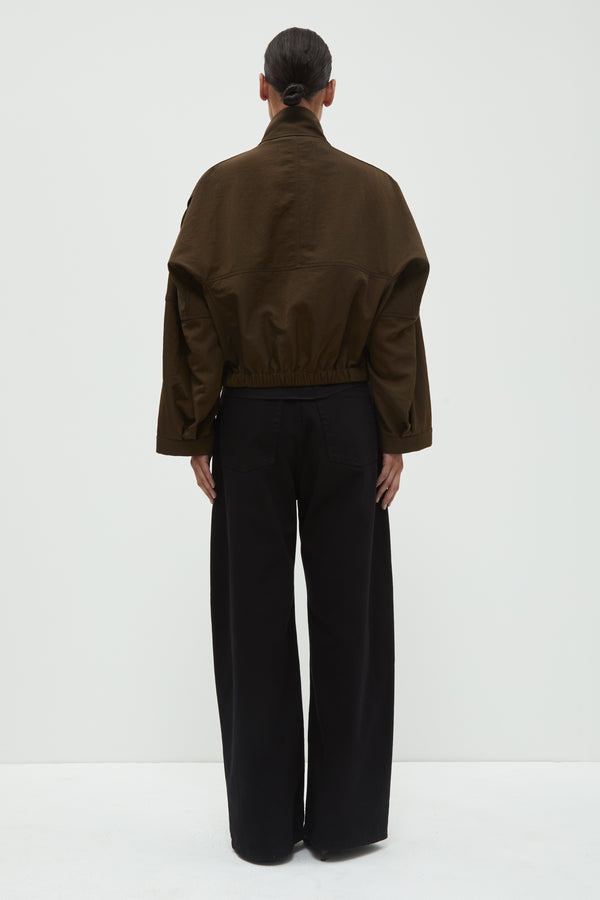 Christian Wijnants Juna Cropped Jacket Dark Mocha