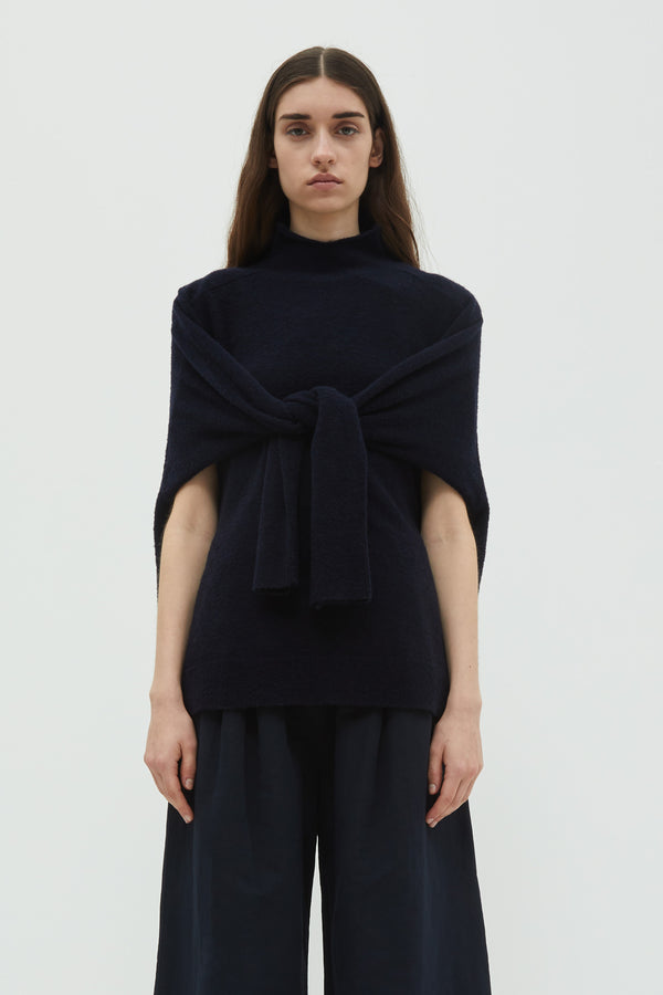 christian wijnants Kimbi Knotted Knit Top Navy