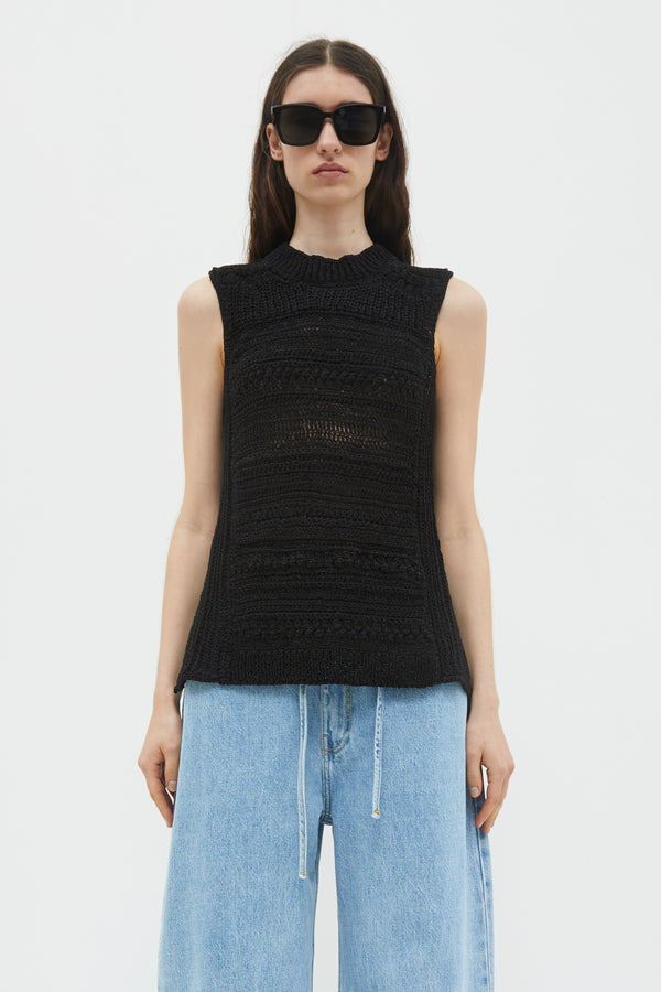 christian wijnants Kulian Crochet Top Black