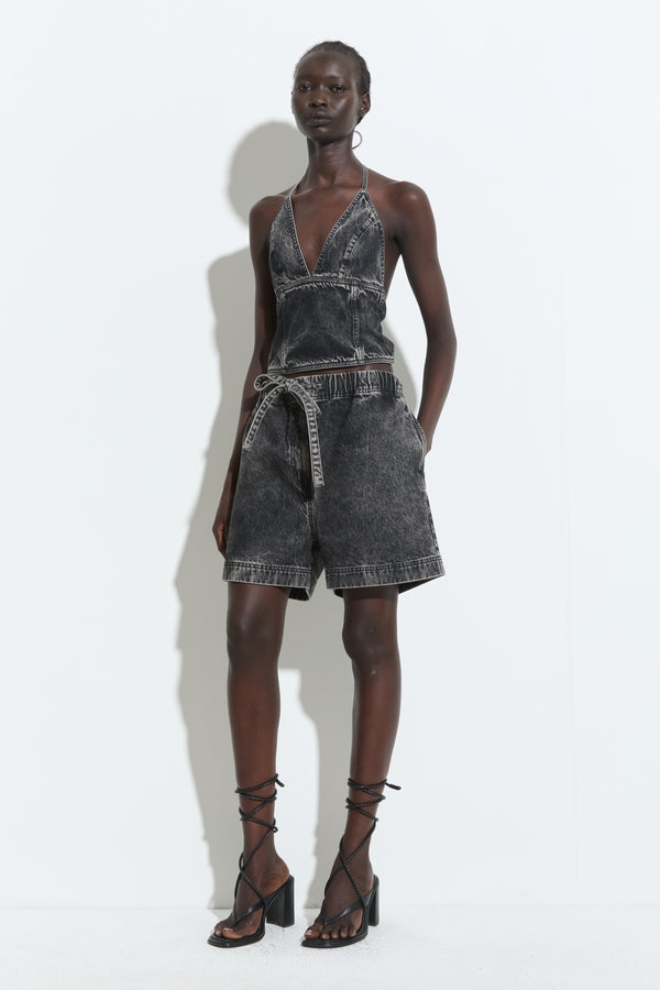 Christian Wijnants Panya Shorts Black Bleach Denim